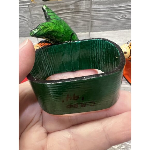 Colorful Hand Painted Thin Wood Paper Mache Fish Napkin Rings Set of 8 Cabo 1994 - Picture 6 of 8